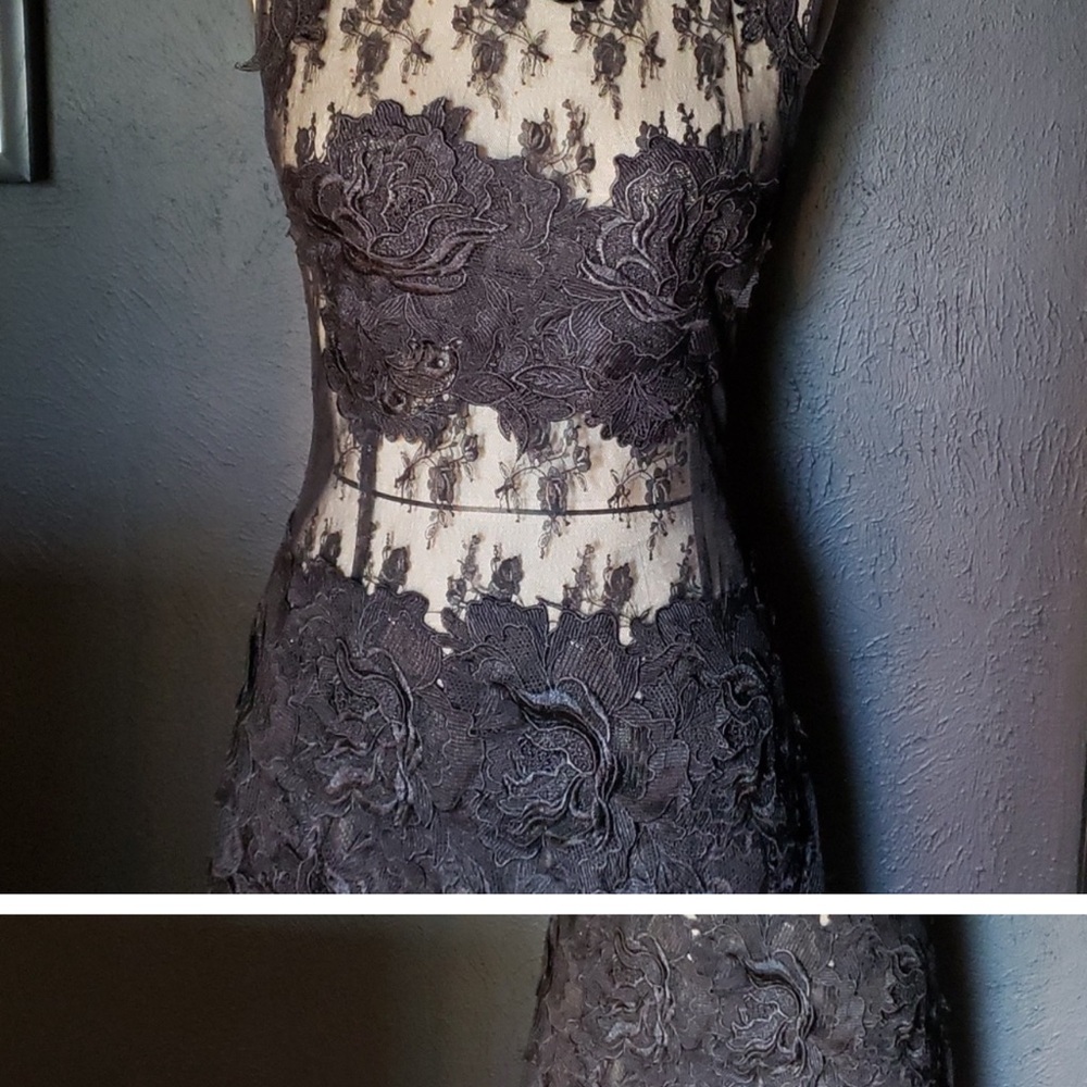 Akira Black Label Sheer lace black prom dress